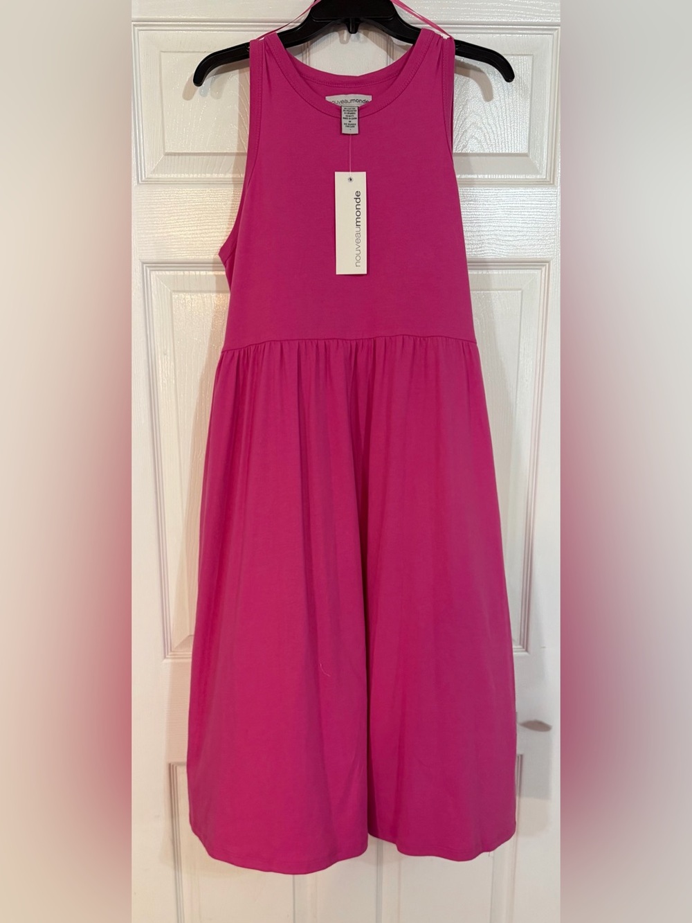 NWT MED Vibrant Pink  Knee-length Dress Aline Jersey  Pockets Nouveau Monde